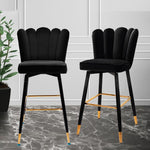 2x  Kitchen Stool Chairs Velvet Swivel Luxury Barstools Black