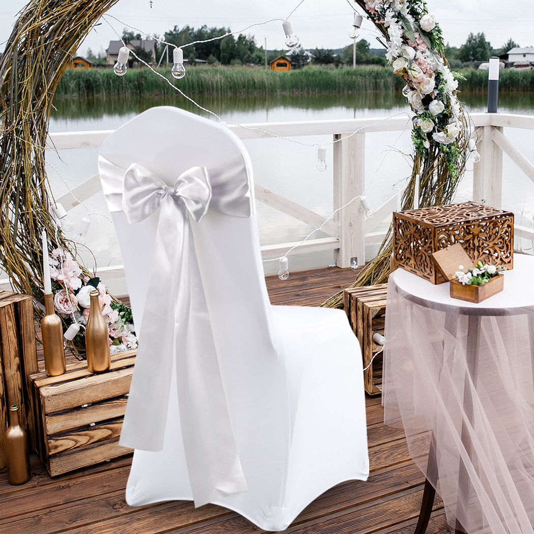 20x Satin Chair Sashes Table Runner Silver
