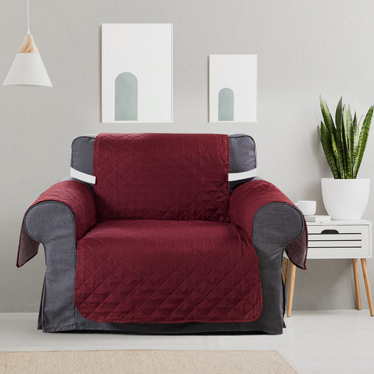 Sofa Cover Couch Lounge Protector Quilted Slipcovers Waterproof Wine 173cm x 200cm