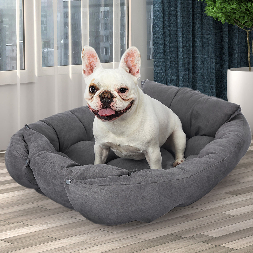 Pet Bed 2 Way Use Dog Cat Soft Warm Calming Mat Grey XL 
