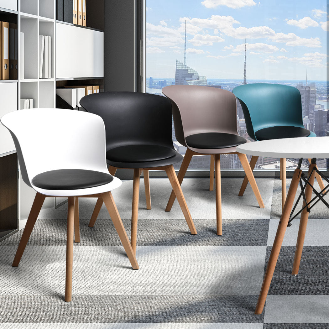 PU Leather 4Pcs Office Meeting Chair Set -Black / White / Brown / Blue