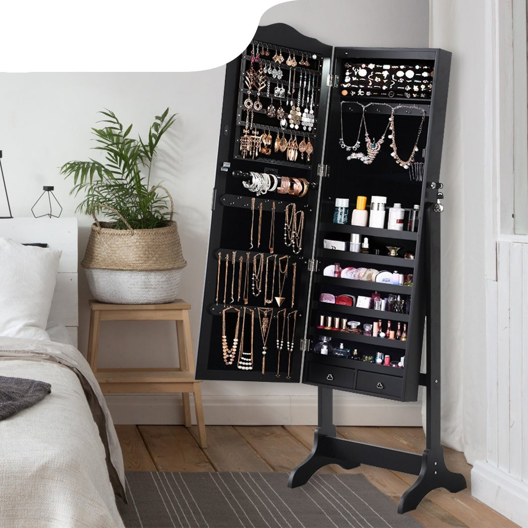 Mirrored Jewellery Dressing Cabinet Black