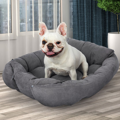Pet Bed 2 Way Use Dog Cat Soft Warm Calming Mat Grey S