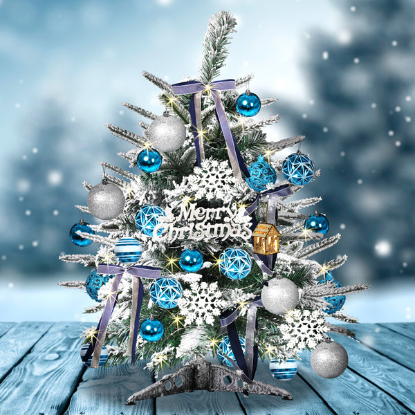  Christmas Tree 0.6M 2Ft Fairy Lights Snow Flocked Xmas Ornaments Decor