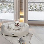 Pet Bed Set Dog Cat Quilted Blanket Beige L
