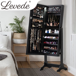 Dual Use Mirror Jewellery Cabinet in Black Colour