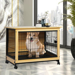Wooden Wire Dog Kennel Side End Table Steel Puppy Crate Indoor Pet House L