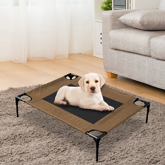 PaWz Heavy Duty Pet Bed Trampoline Dog Puppy Cat Hammock Mesh  Canvas S Tan
