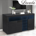 Buffet Sideboard Storage Modern High Gloss Cabinet Cupboard Black