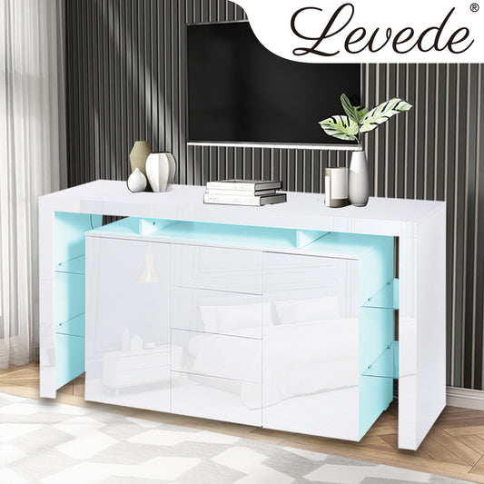 Buffet Sideboard Cabinet Storage Modern High Gloss Cupboard Drawers White 192cm