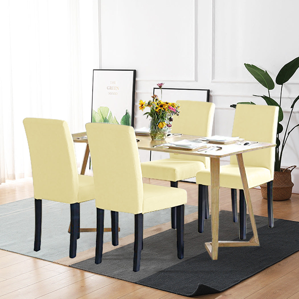 4x Stretch Elastic Chair Covers Dining Room Wedding Banquet Washable Champagne