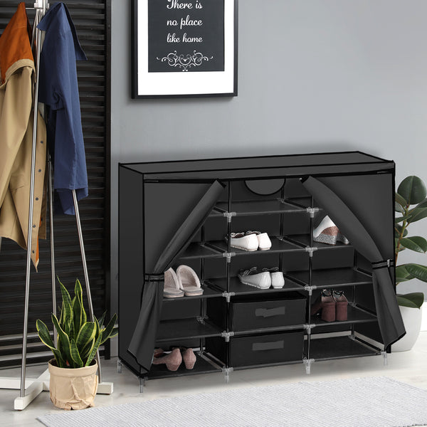  Shoe Rack DIY Portable Storage Cabinet Organiser Stackable Shelf Organizer Black