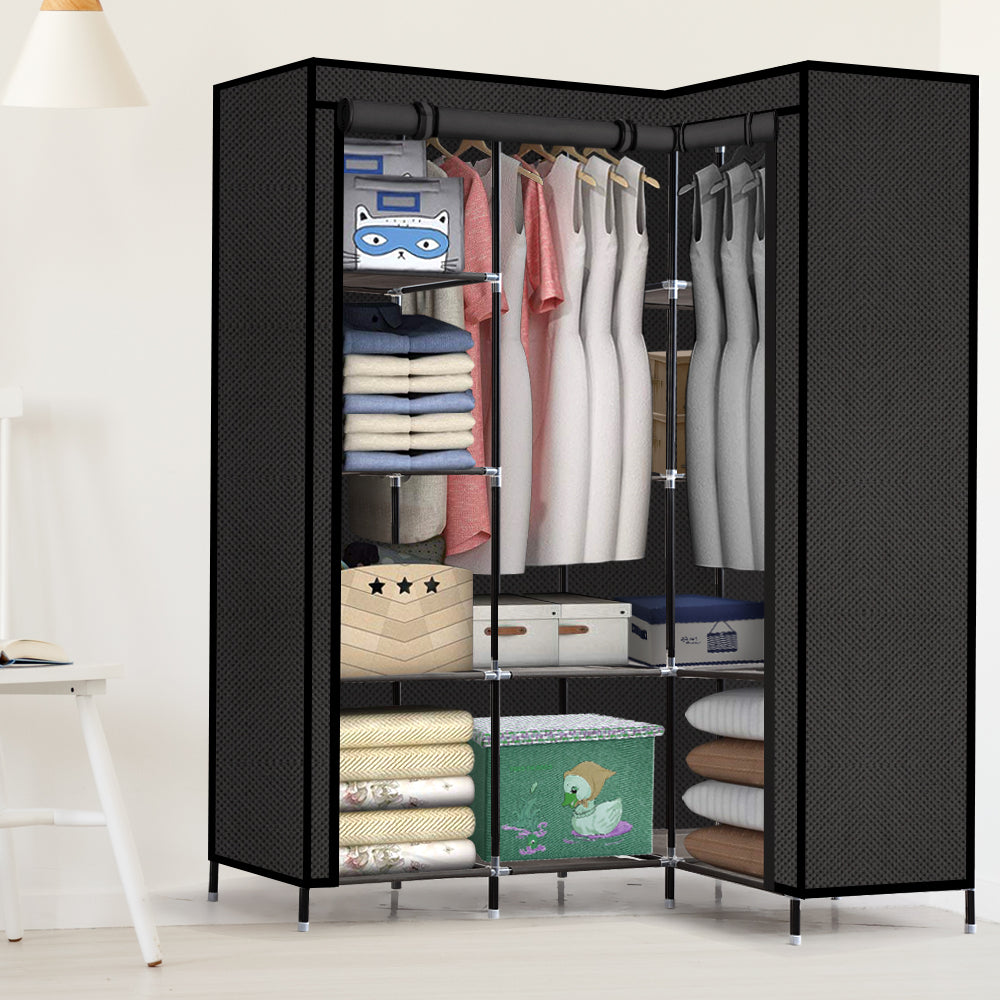 Portable Wardrobe Storage Cloth Organiser Unit Shelf Rack
