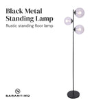 3-Light Black Metal Floor Lamp