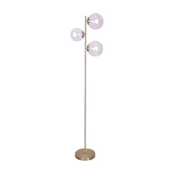 3-Light Gold Metal Floor Lamp with Glass Shades