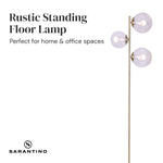 3-Light Gold Metal Floor Lamp with Glass Shades