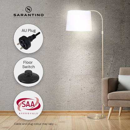 Metal Floor Lamp Brass Finish Adjustable Height