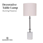 Concrete & Metal Table Lamp with Off-White Linen Shade