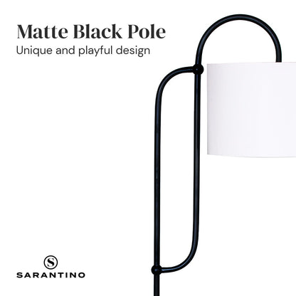 Metal Floor Lamp with Marble Base & Off-White Shade