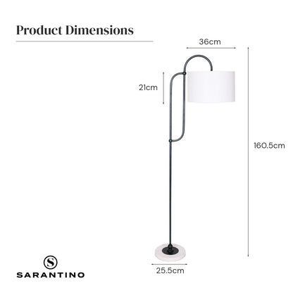 Metal Floor Lamp with Marble Base & Off-White Shade