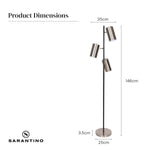 3-Shade Metal Floor Lamp Nickel & Matte Black Finish