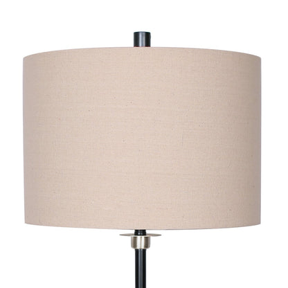 Metal Table Lamp with Linen Drum Shade