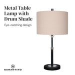 Metal Table Lamp with Linen Drum Shade