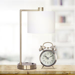 Metal Task Lamp with USB Charging Port Antique Brass Finish