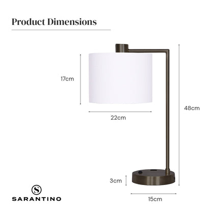 Metal Task Lamp with USB Port - Bronze