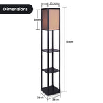 Floor Lamp Shelves in Black Frame with Brown Fabric Shade