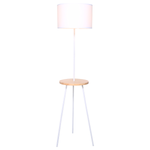 Metal Tripod Floor Lamp Shade with Wooden Table Shelf