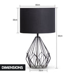 Metal wire table lamp in black finish With black drum shade