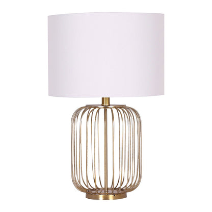 Rose Gold Table Lamp With Linen Drum Shade