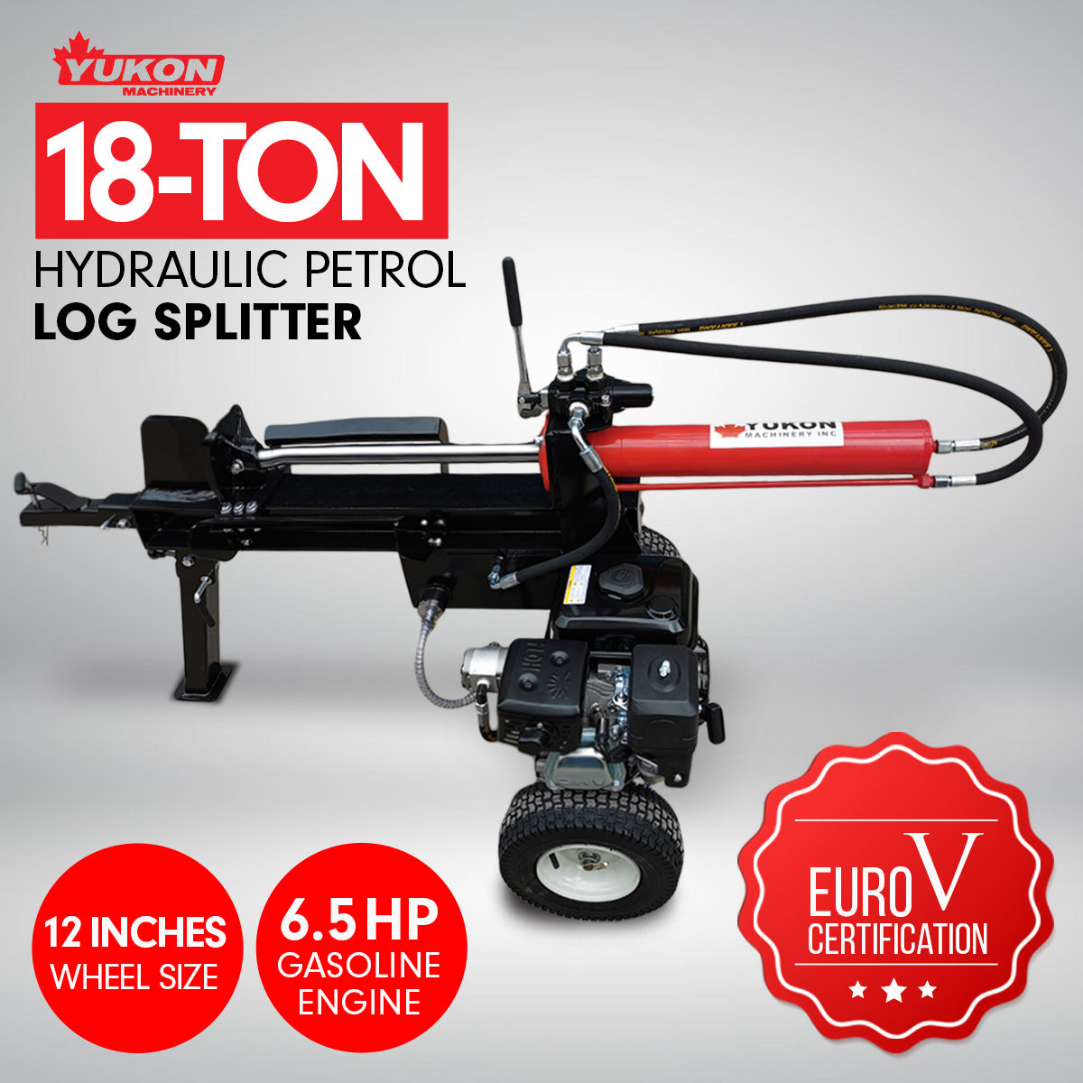 Yukon Petrol Log Splitter Wood Cutter - 18Ton