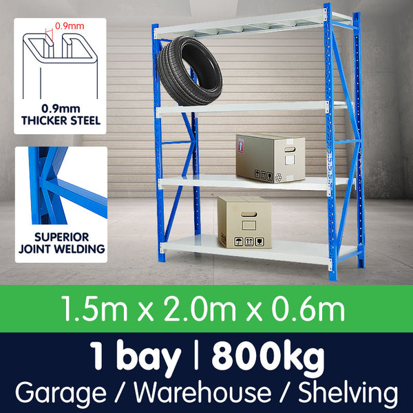  1 Bay Garage Storage Steel Rack Shelving 1.5m 800kg