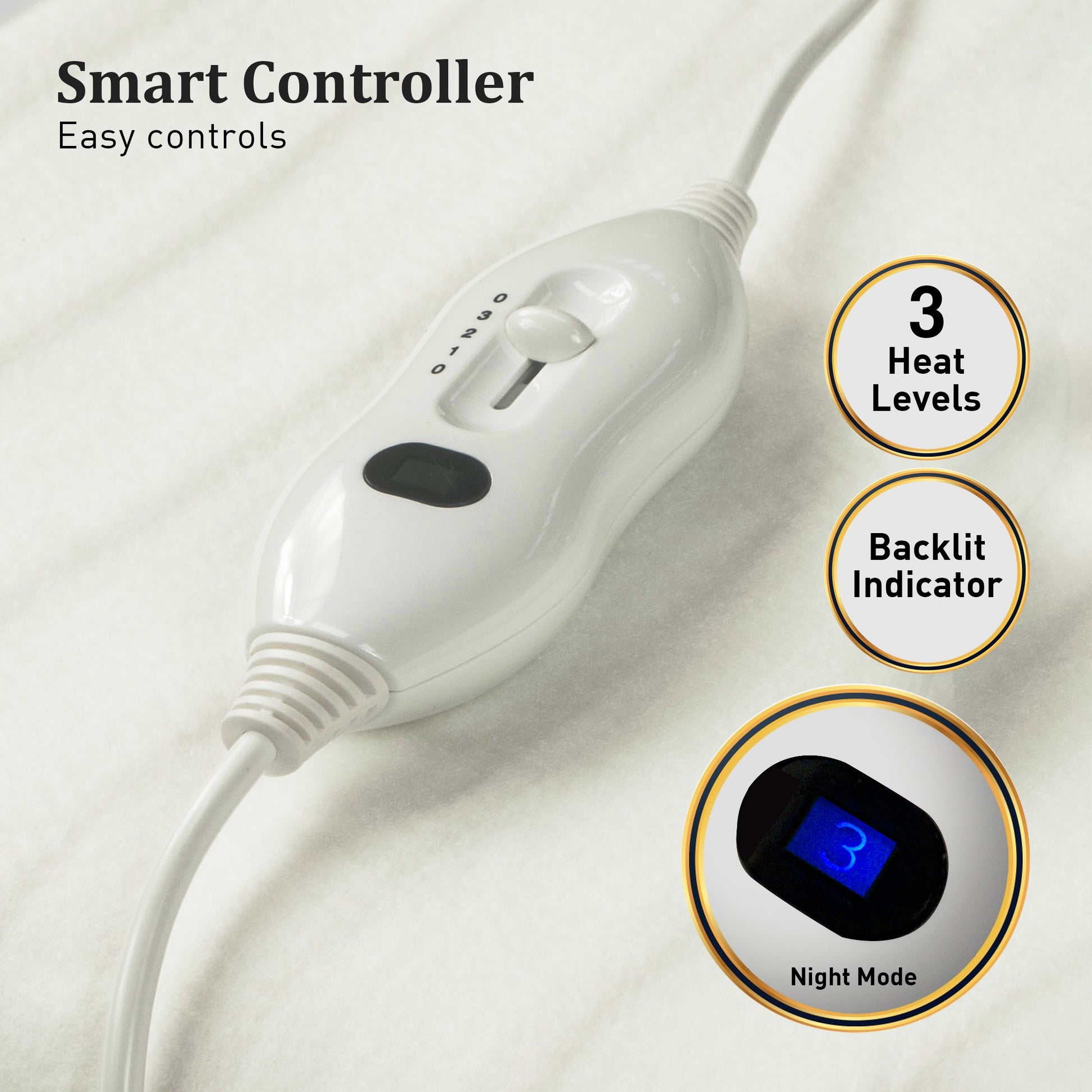 Heated Electric Blanket Fitted Polyester Underlay Winter Double