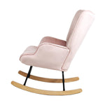 Luxurious Nursing Armchair: Rocking Bliss in Blue/Pink Velvet