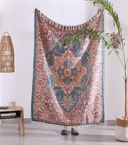 Luxury Rustic Cotton Wool Throw Blanket for Home Decor, Large Picnic Throw Rug