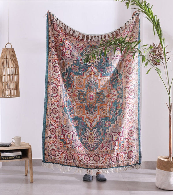  Luxury Rustic Cotton Wool Throw Blanket for Home Decor, Large Picnic Throw Rug