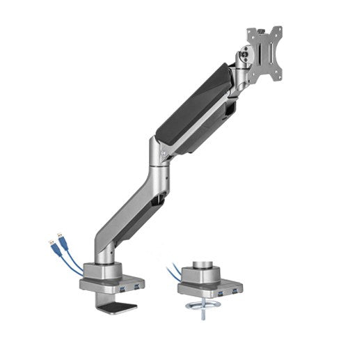 Brateck Single Monitor Economy Heavy-Duty Gas Spring Monitor Arm with USD3.1 Ports
