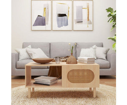 Maple Modern design Coffee Table with Storage in White/Maple