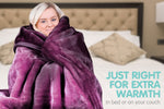 Laura Hill 600GSM Large Double-Sided Faux Mink Blanket - Purple