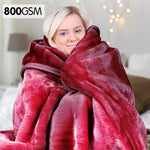 Laura Hill 800GSM Heavy Double-Sided Faux Mink Blanket - Red