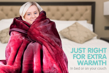 Laura Hill 800GSM Heavy Double-Sided Faux Mink Blanket - Red