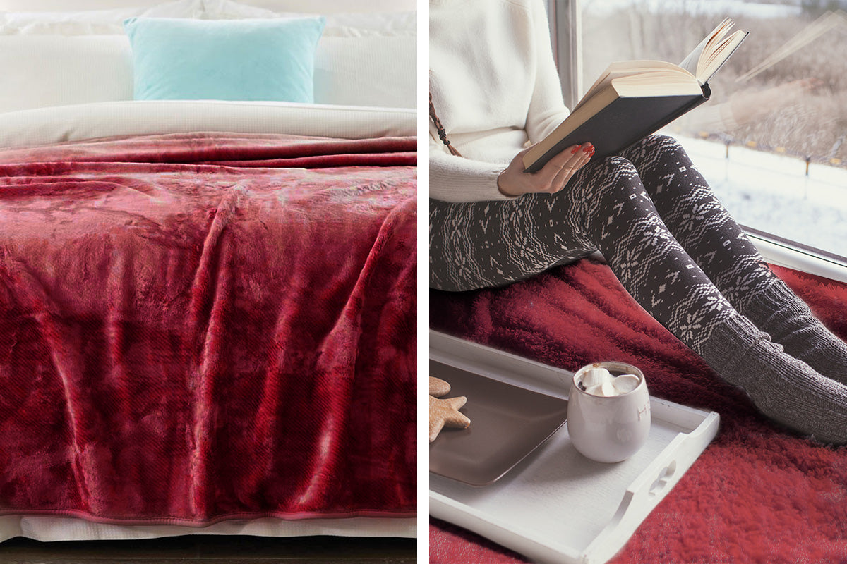 Laura Hill 800GSM Heavy Double-Sided Faux Mink Blanket - Red