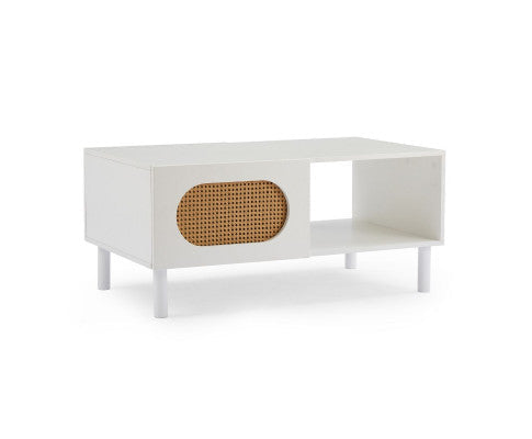 Modern design Coffee Table with Storage in White/Maple