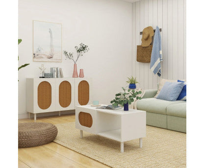 Modern design Coffee Table with Storage in White/Maple