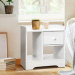 Modern Nightstand with Drawer and Storage for Home Bedroom