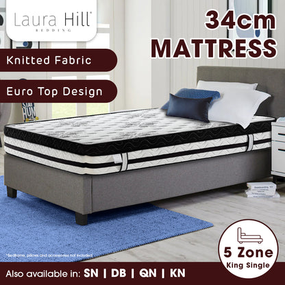 King Single Mattress  with Euro Top - 34cm