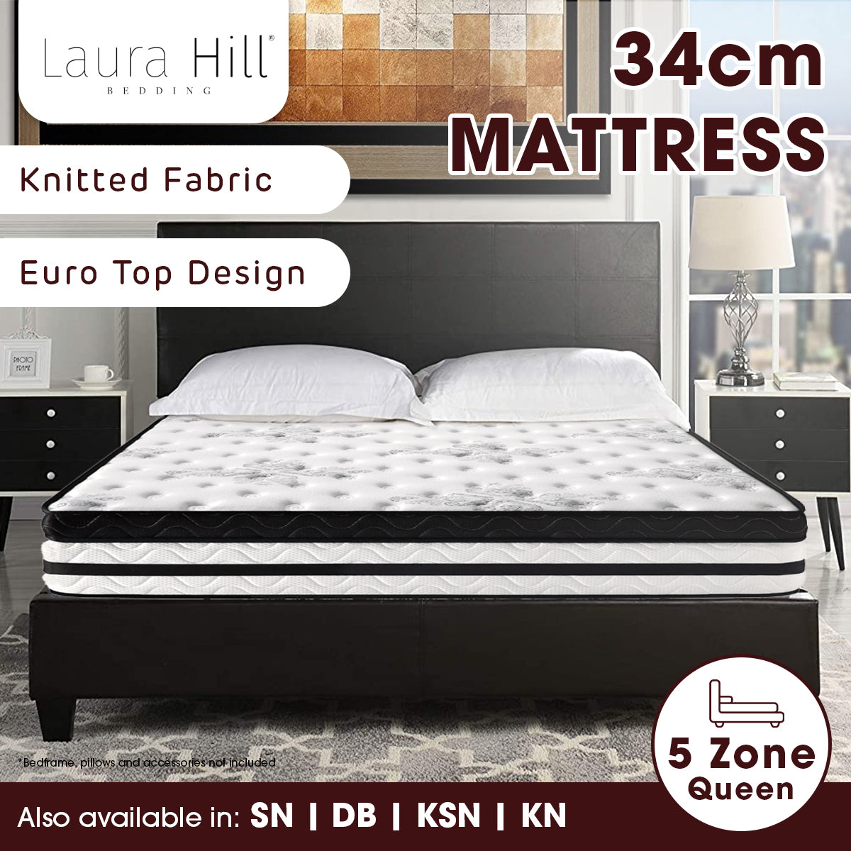 Queen Mattress  with Euro Top - 34cm